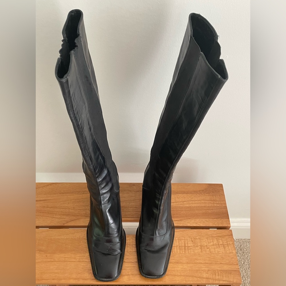 Hobbs London Square Toe Black Leather Boots